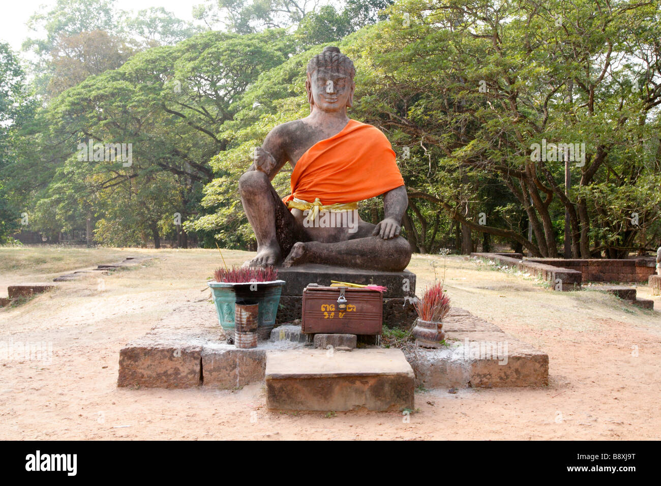 Yama - God of the Hindu underworld. Originally thought to be the Leper King, Jayavarman VII. Elephant Terrace near Angkor Wat Stock Photo