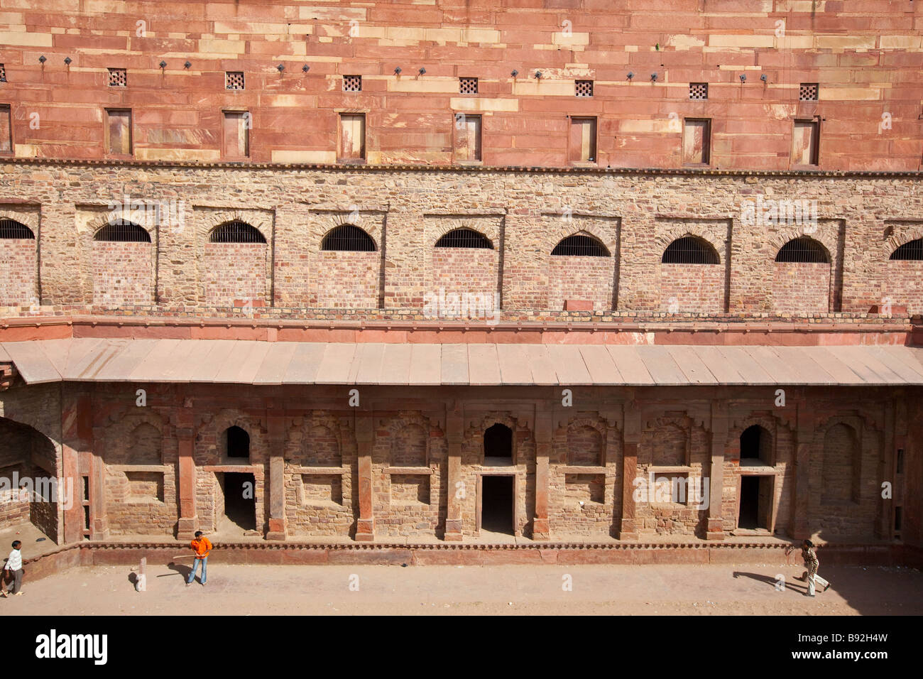 Boys Playing Cricket at the Friday Mosque in Fatehpur Sikri India Stock Photo