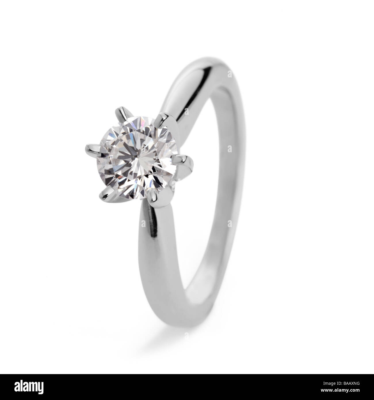 Diamond solitaire engagement ring Stock Photo