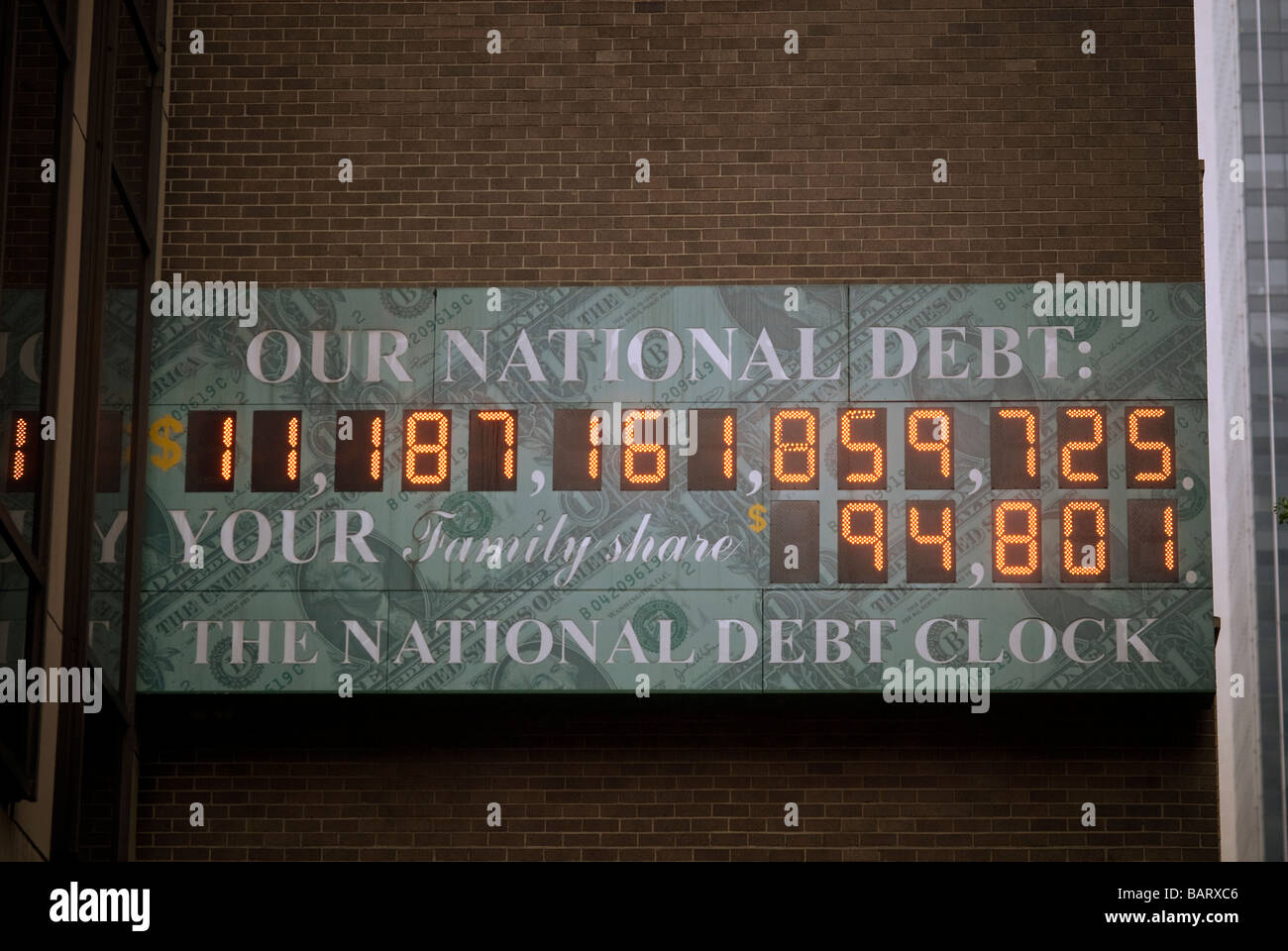 The National Debt Clock in New York Stock Photo