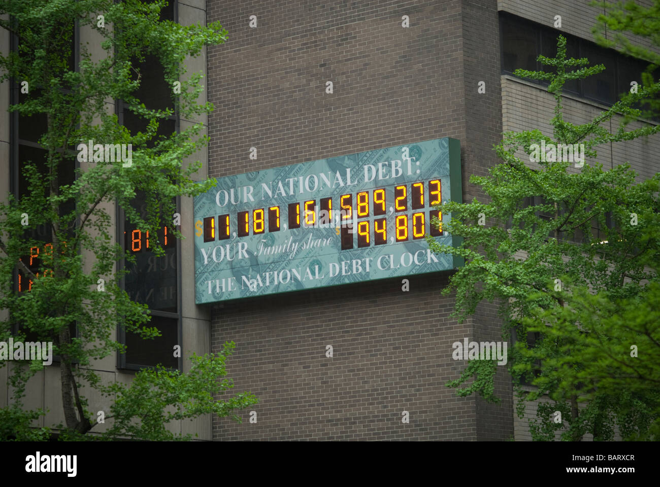 The National Debt Clock in New York Stock Photo