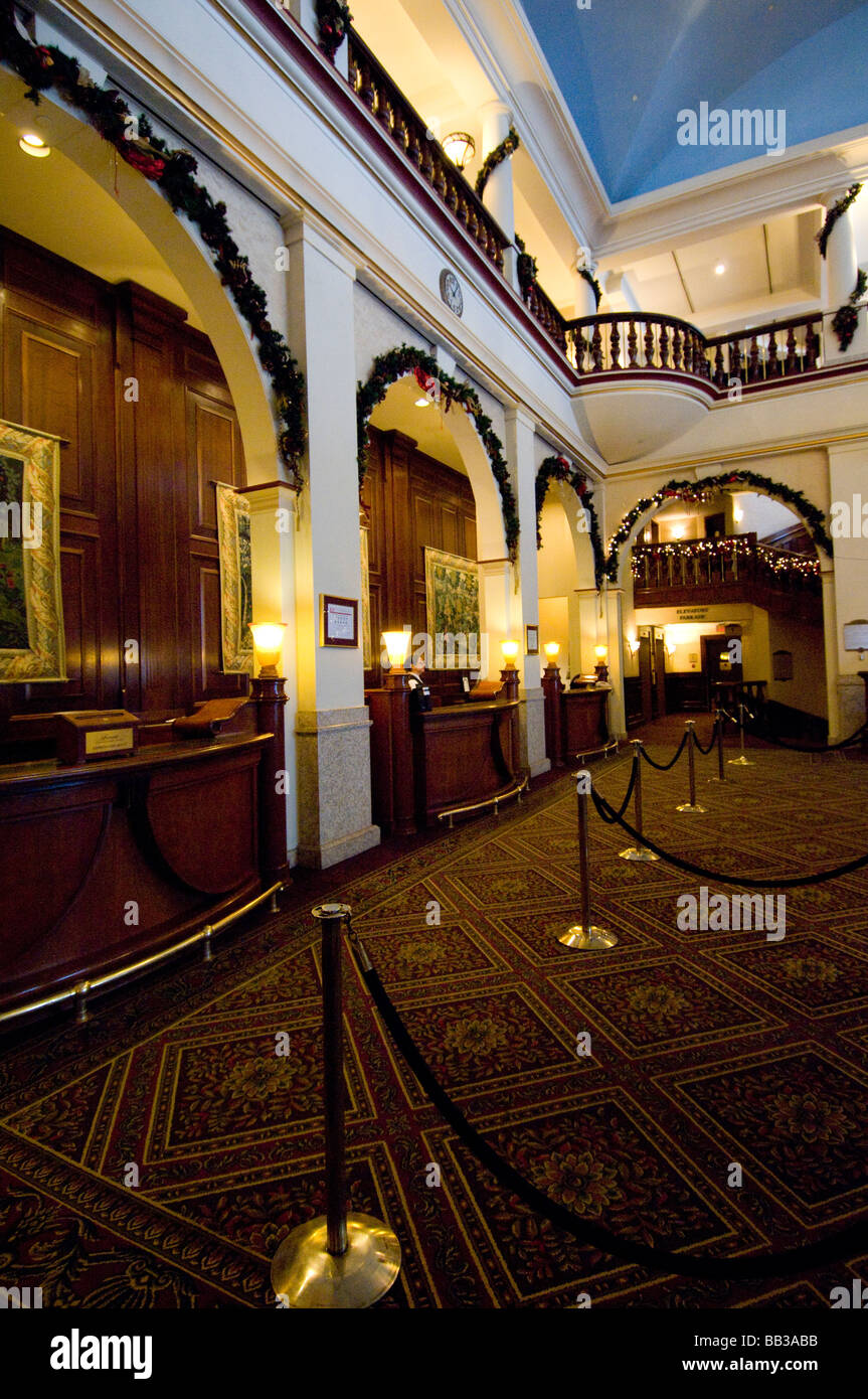 Canada, Alberta, Lake Louise. Farimont Chateau Lake Louise during the holidays. Stock Photo