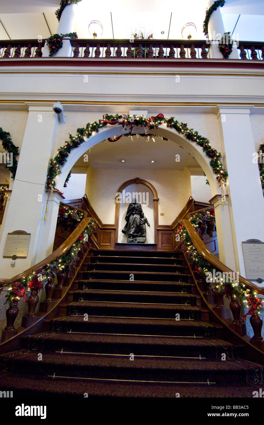 Canada, Alberta, Lake Louise. Farimont Chateau Lake Louise during the holidays. Stock Photo