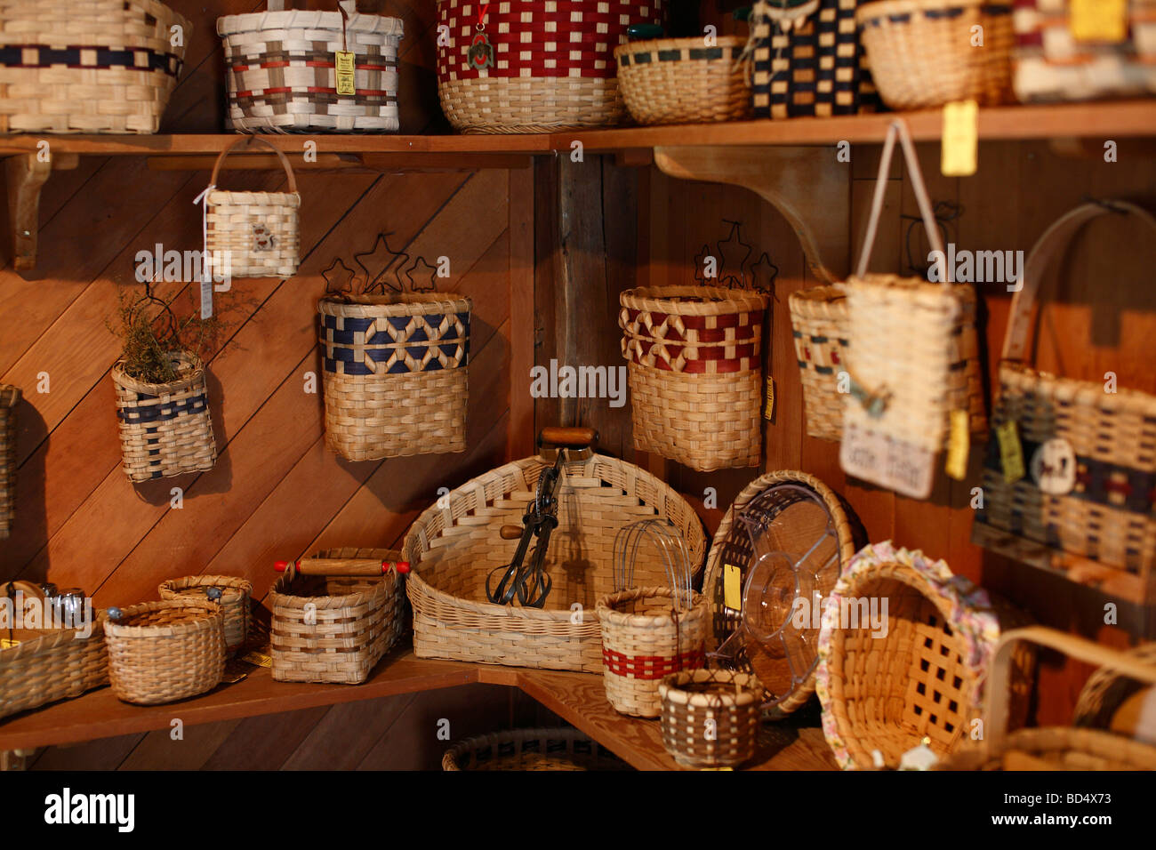 basket baskets craft crafting handmade shop craft crafting Ohio park American USA Stock Photo