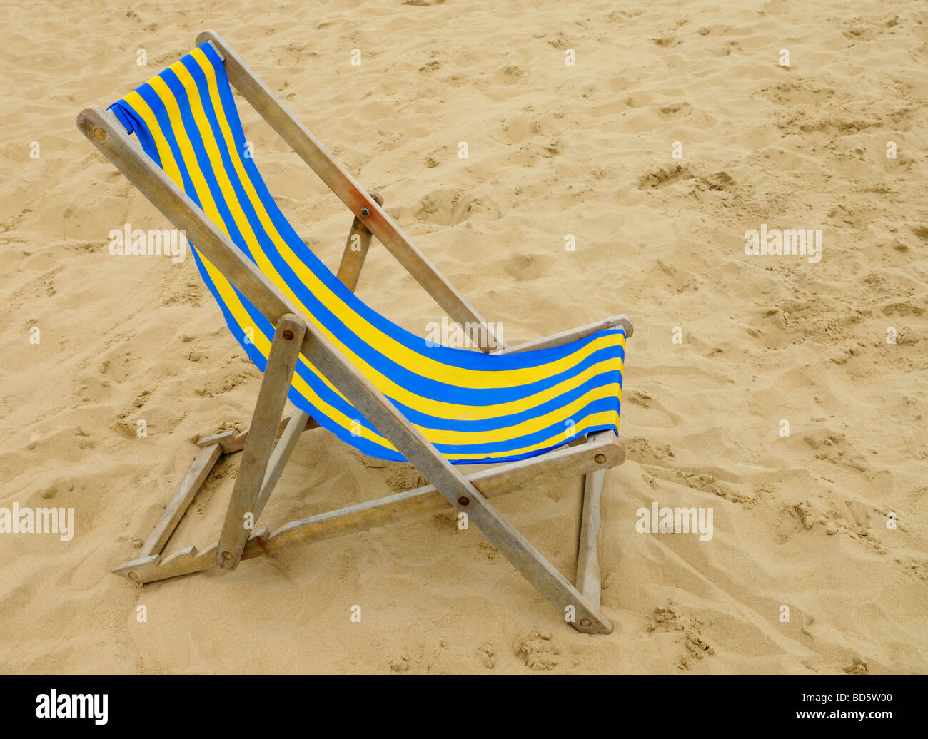 Empty Beach Deckchair Stock Photo