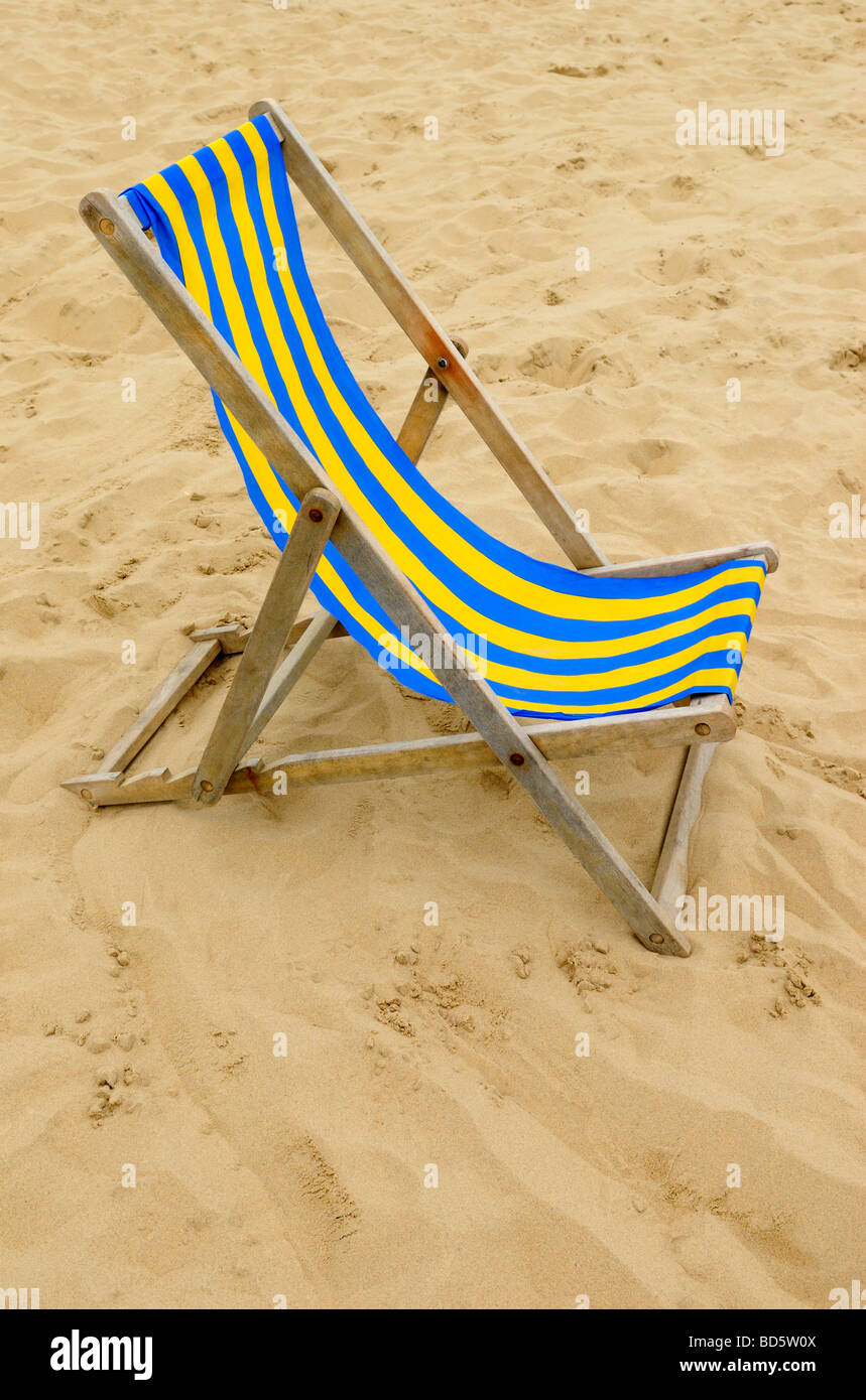 Empty Beach Deckchair Stock Photo