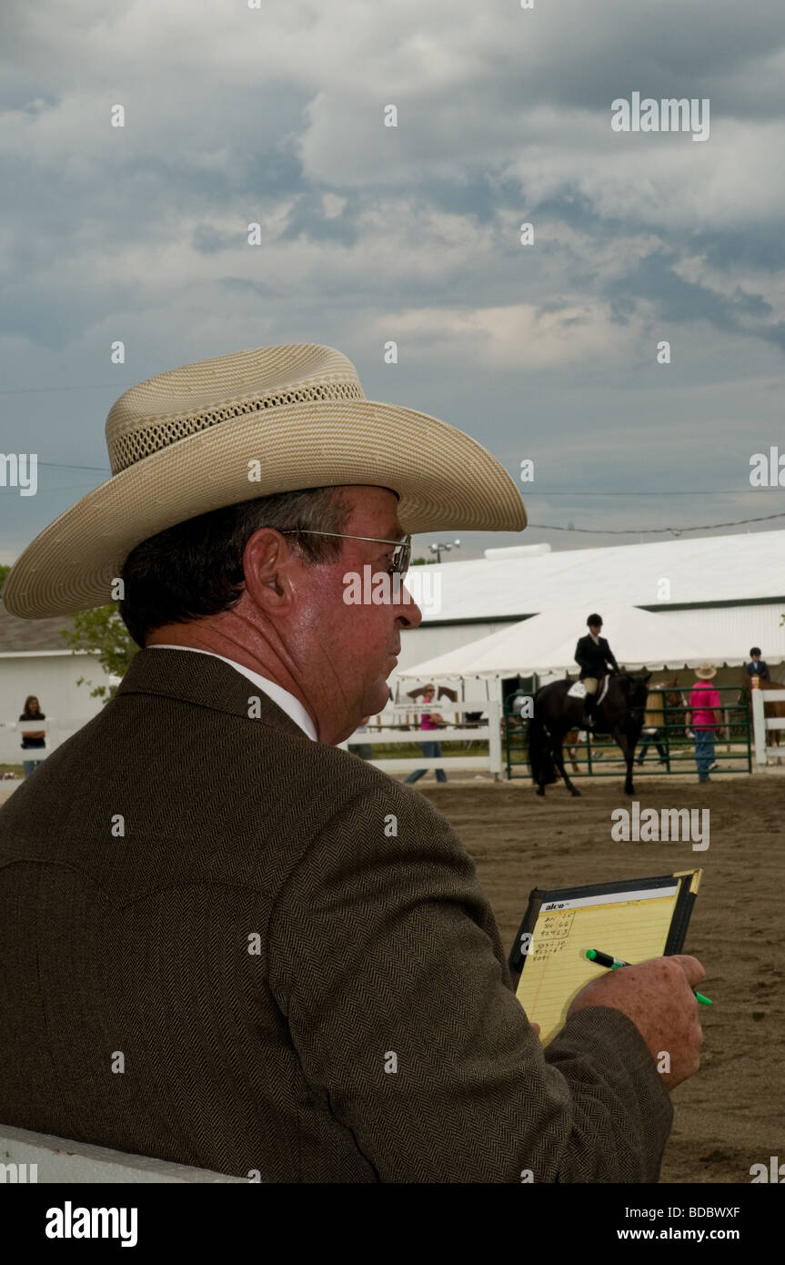 Judge at Franklin County Fair, Hilliard, Ohio Stock Photo