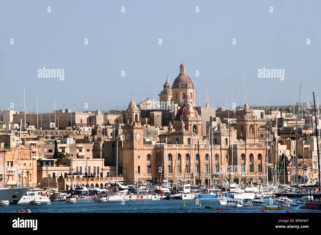 Malta fortified city Town Valletta Harbor Port Sea Stock Photo