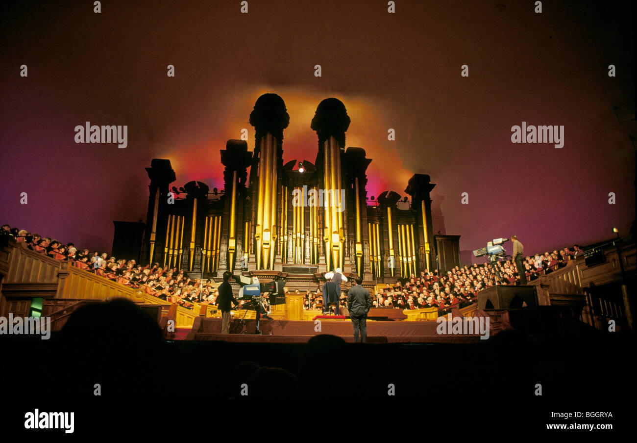 A performance of the Morman Tabernacle Choir in the Tabernacle in Salt Lake City, Utah Stock Photo