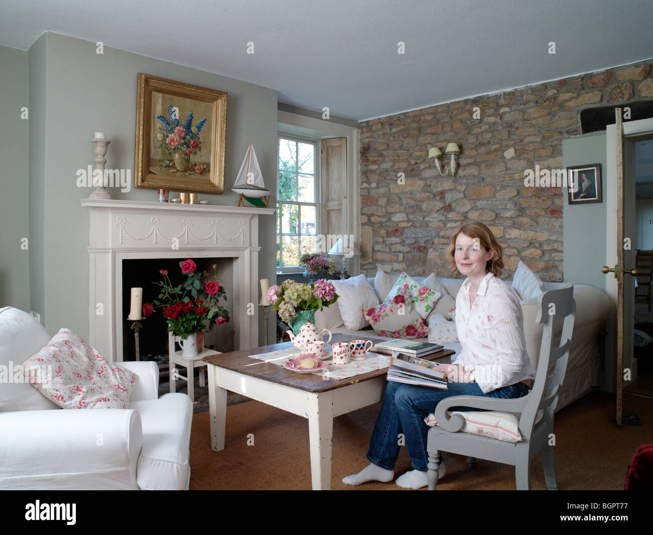 Actress Karen Westwood in her Lincolnshire home Stock Photo