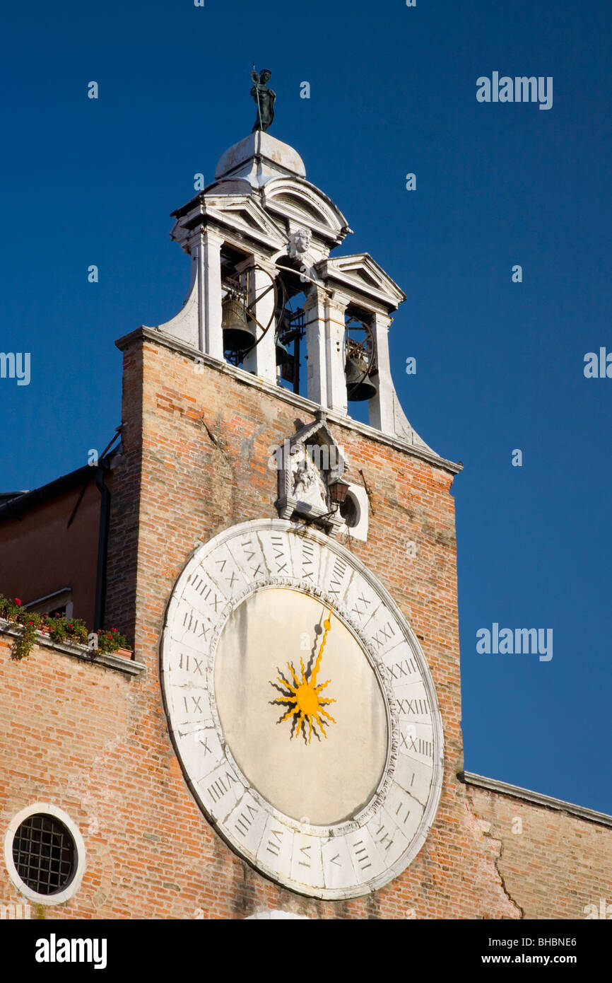 Venice, Veneto, Italy. Unusual clock-tower of the Chiesa di San Giacomo di Rialto. Stock Photo