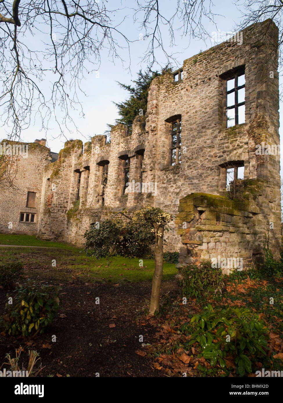 The ruins of  Cavendish House, in Abbey Park near Leicester City Centre, Leicestershire England UK Stock Photo