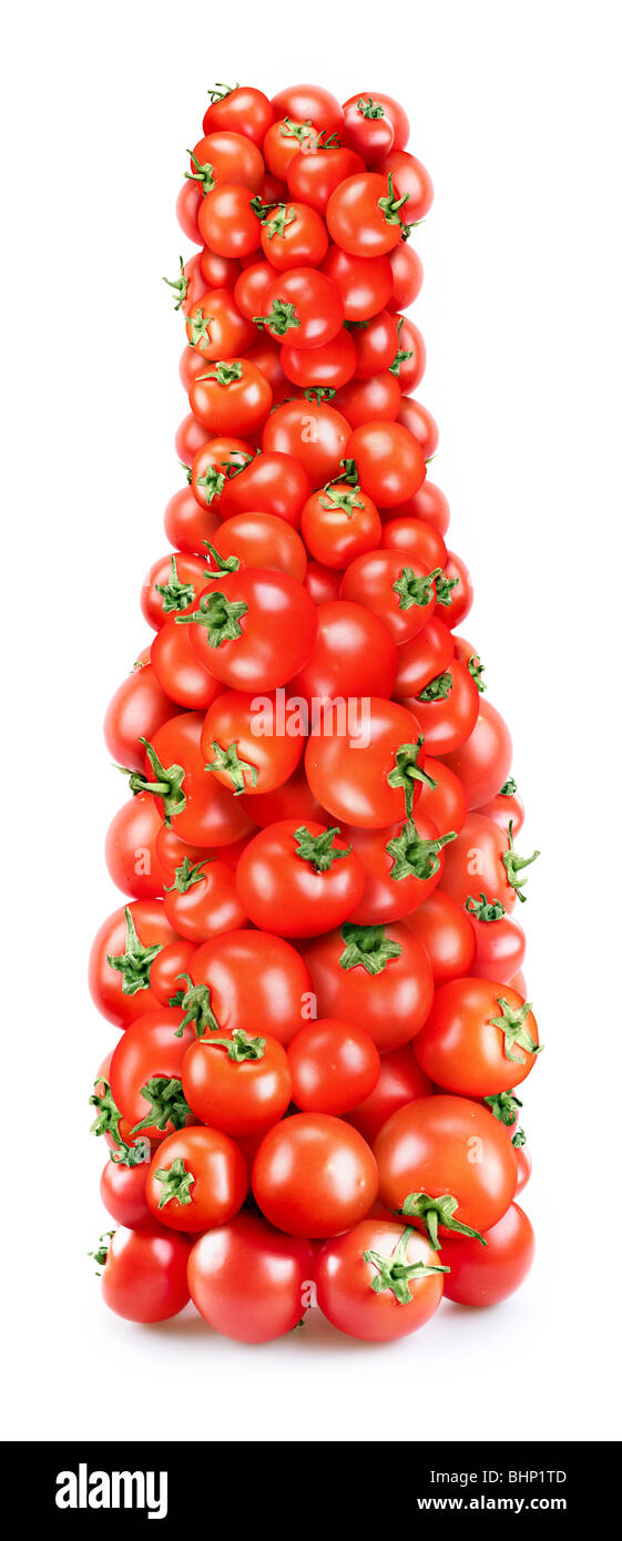 bottle of ketchup built of small tomatoes. Stock Photo