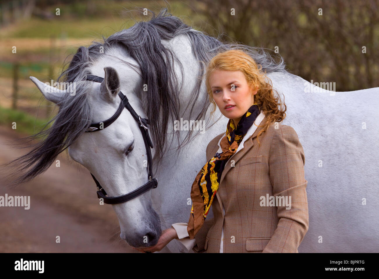 Girl with horse 15 Stock Photo