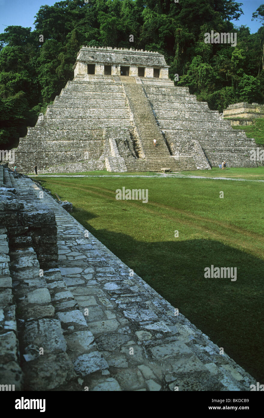 Mexico, Palenque Ruins, Temple of Inscriptions. Stock Photo