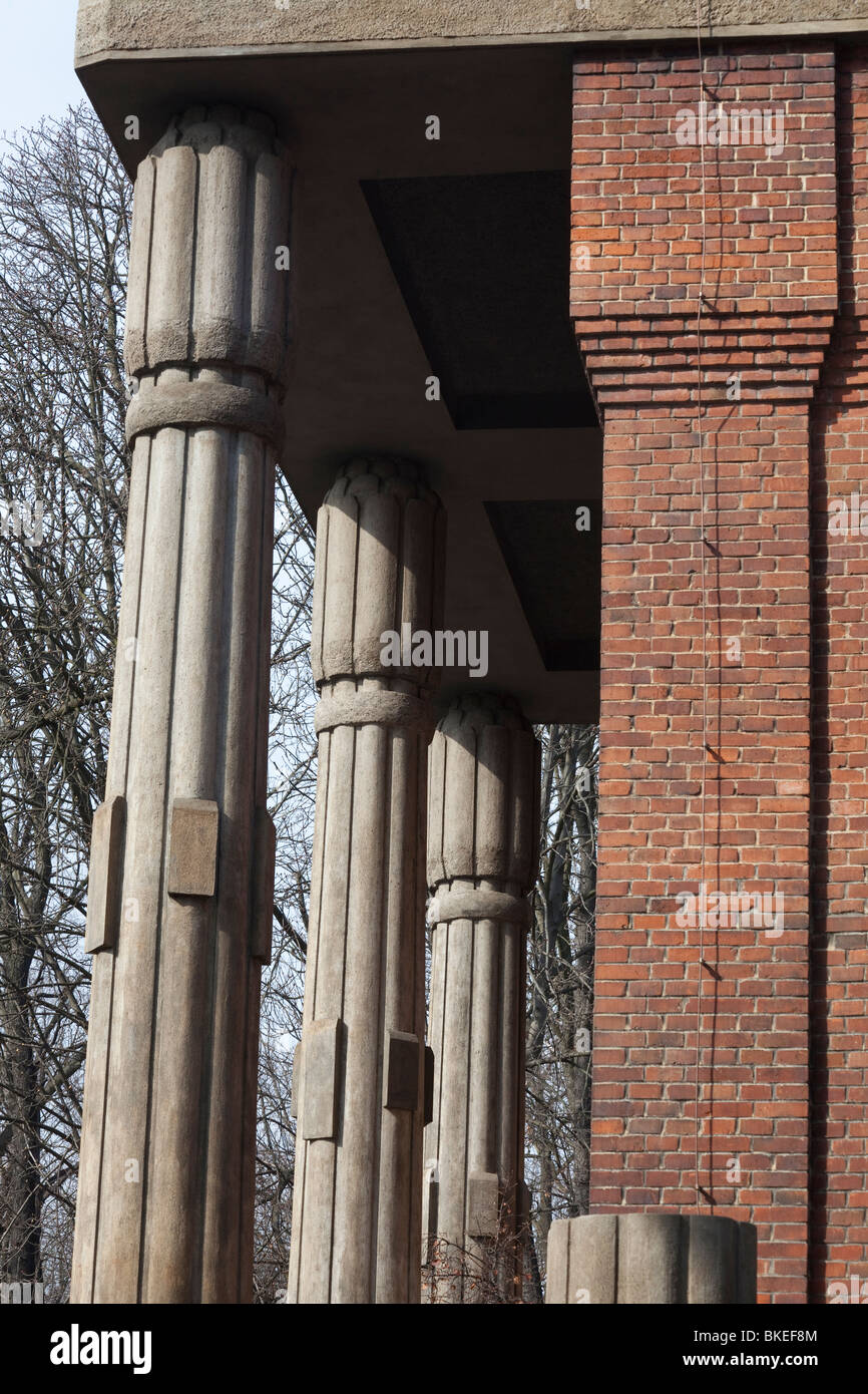 detail of columns of house and atelier  of the sculptor Frantisek Biilek, Prague, Czech Republic Stock Photo