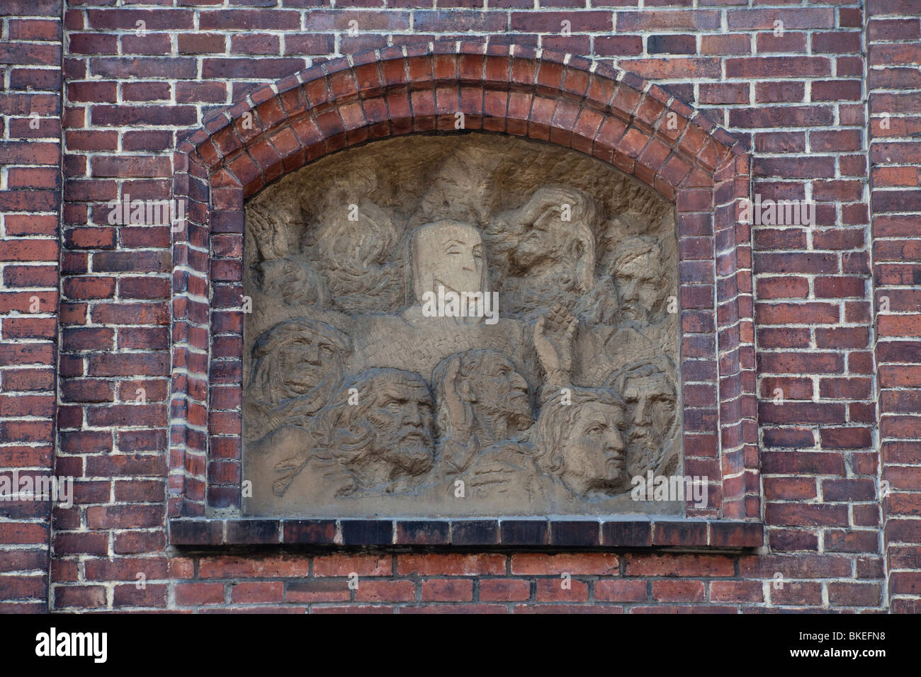 detail of bas relief on house and atelier  of the sculptor Frantisek Biilek, Prague, Czech Republic Stock Photo