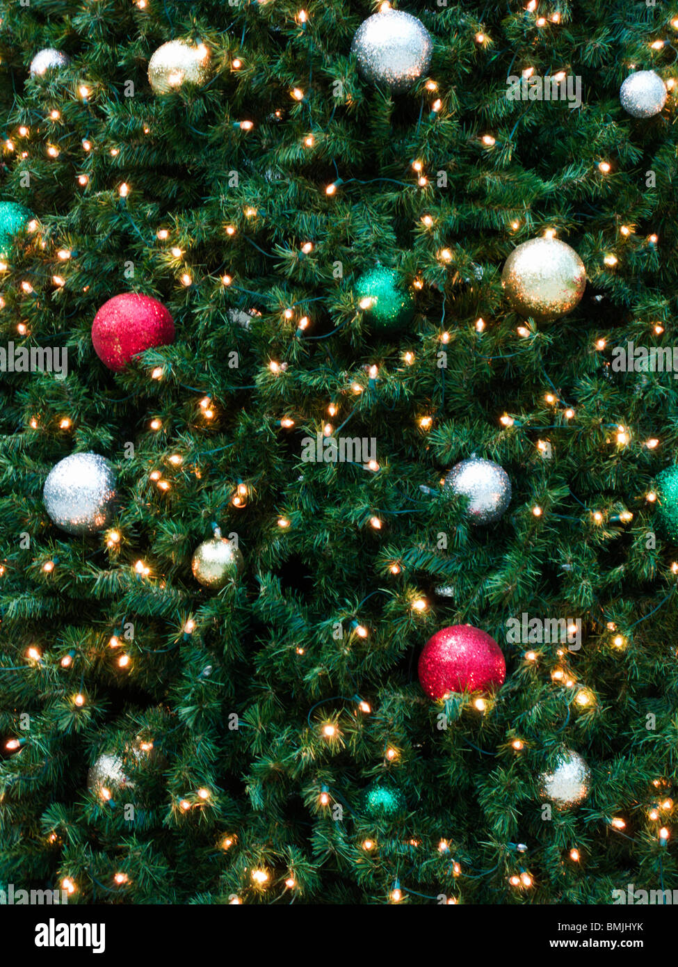 Decorated Christmas tree, USA. Stock Photo