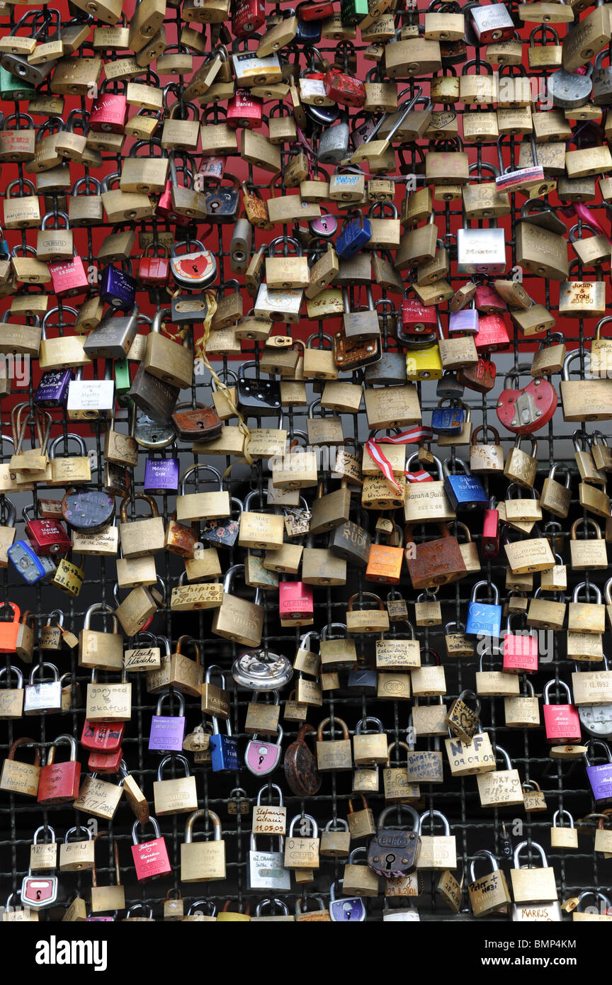 Love locks on the Hohenzollern Bridge in Cologne, Germany Koln Deutschland Europe Stock Photo