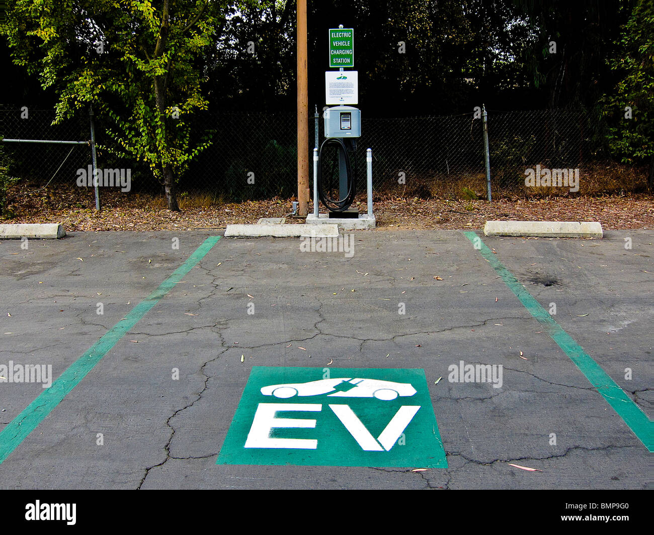 Charging station for electric vehicles, bank parking lot, Atascadero, California, USA Stock Photo