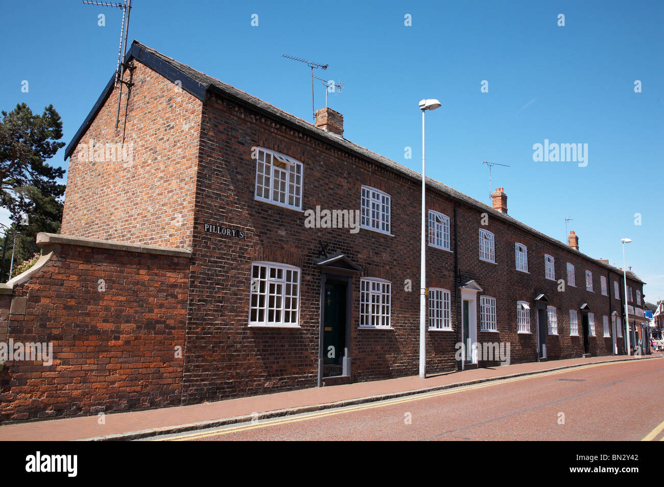 Row of Victorian terraced Cottages in Nantwich UK Stock Photo