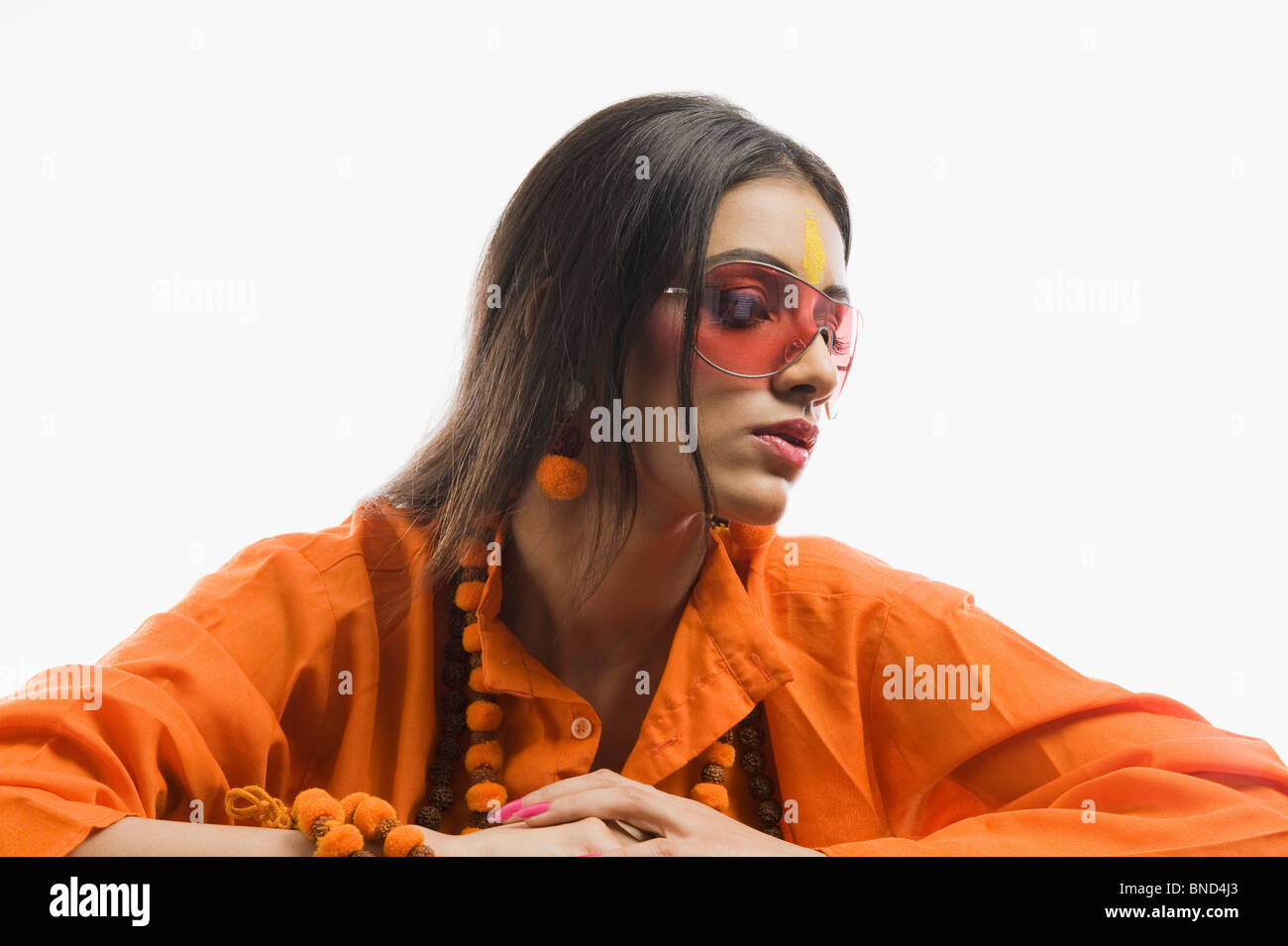 Close-up of a woman thinking Stock Photo