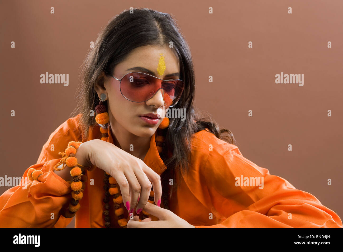 Close-up of a woman thinking Stock Photo