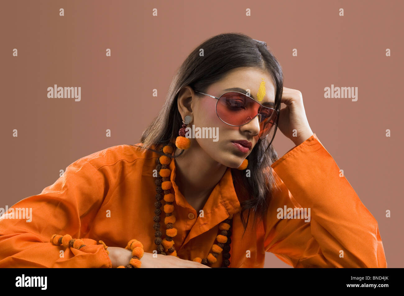 Close-up of a woman thinking Stock Photo