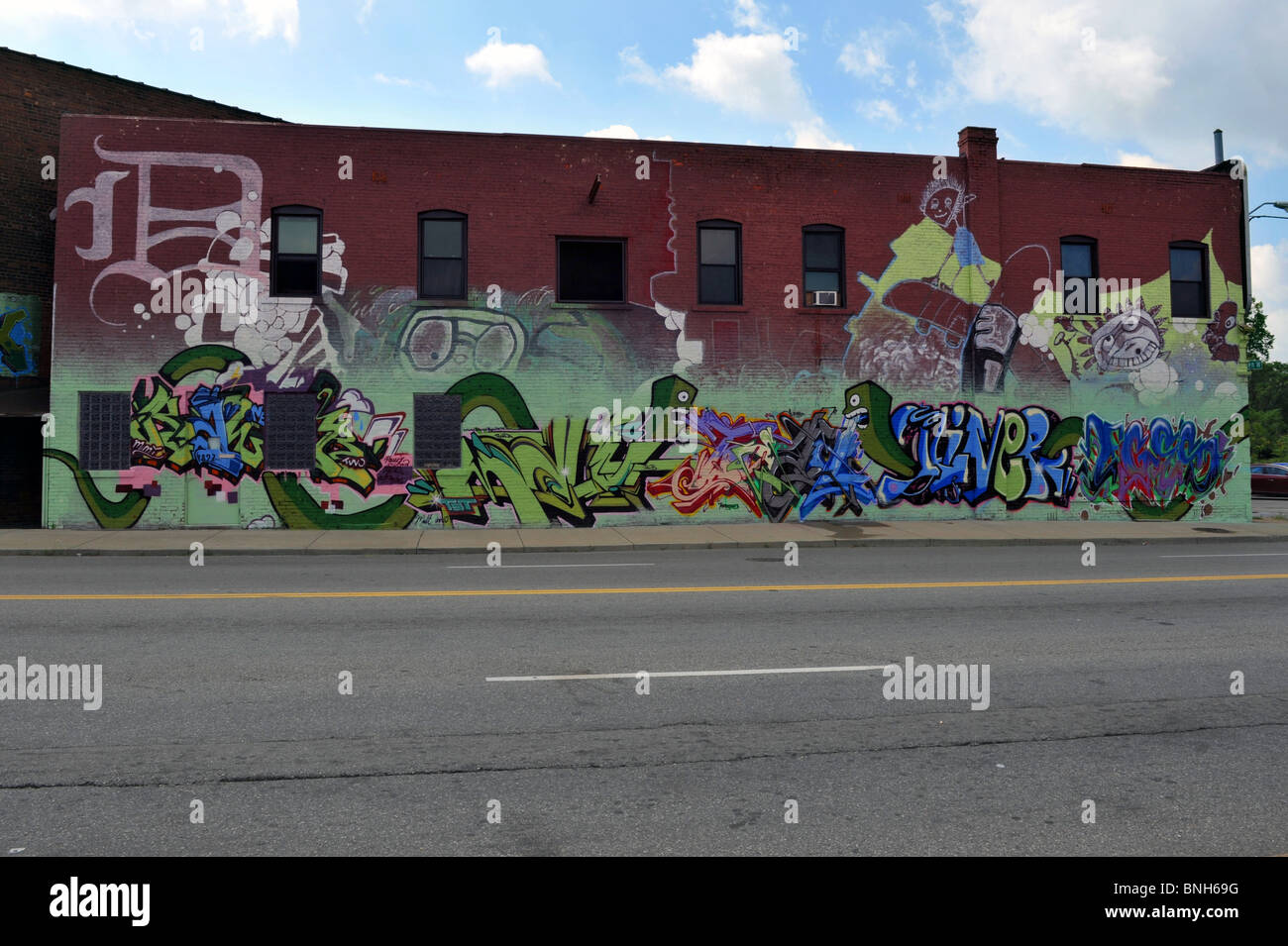 Graffiti art on an abandoned building in Detroit Stock Photo