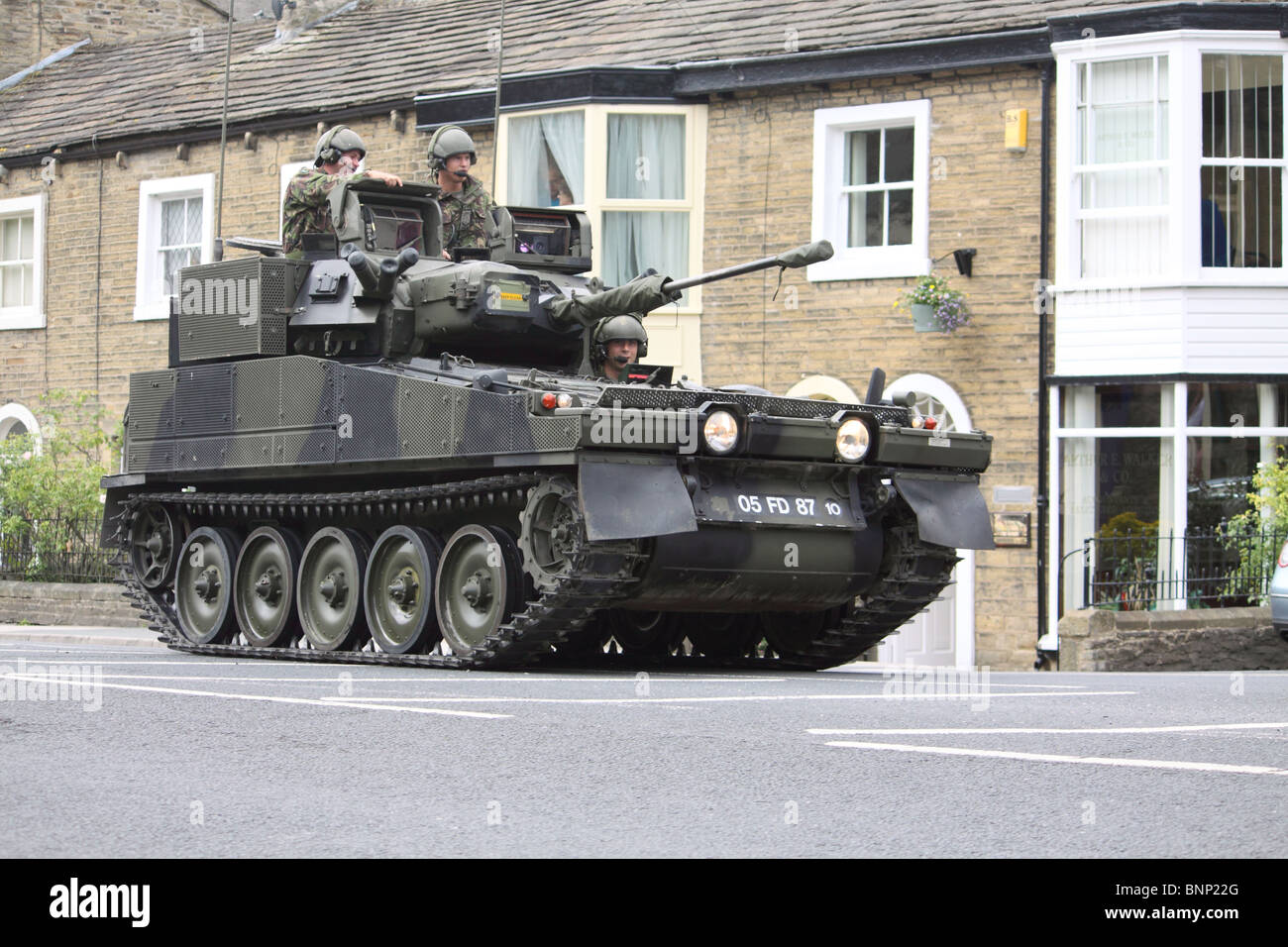 Scimitar armoured vehicle during the Yorkshire Regiment's Freedom Parade in Skipton, Yorkshire, 25th June 2010 Stock Photo