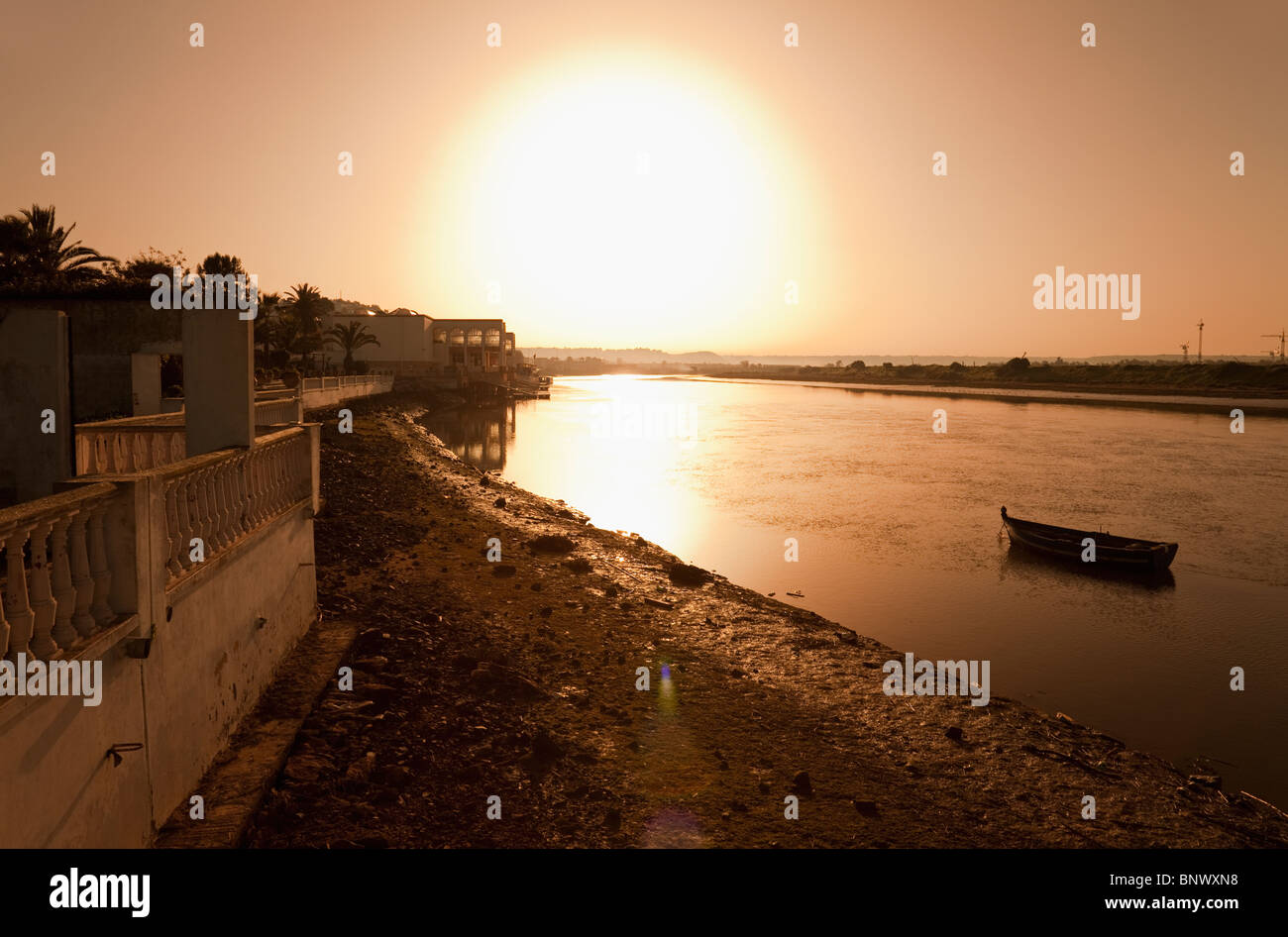 Salé with Oued Bou Regreg (River) at sunrise, Rabat, Atlantic Coast, Morocco Stock Photo