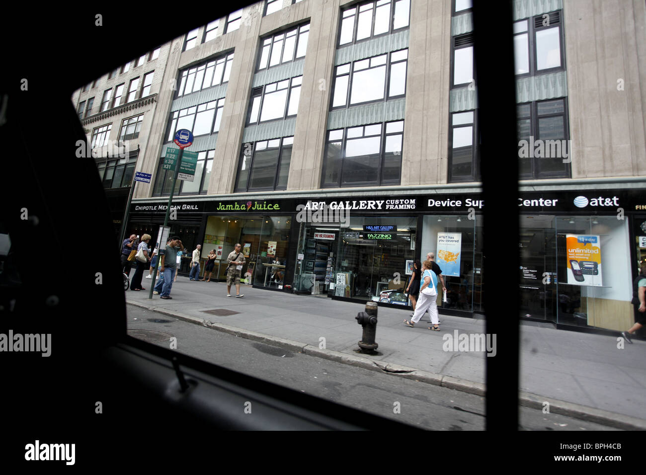 A view from a New York taxi cab. Manhattan Stock Photo