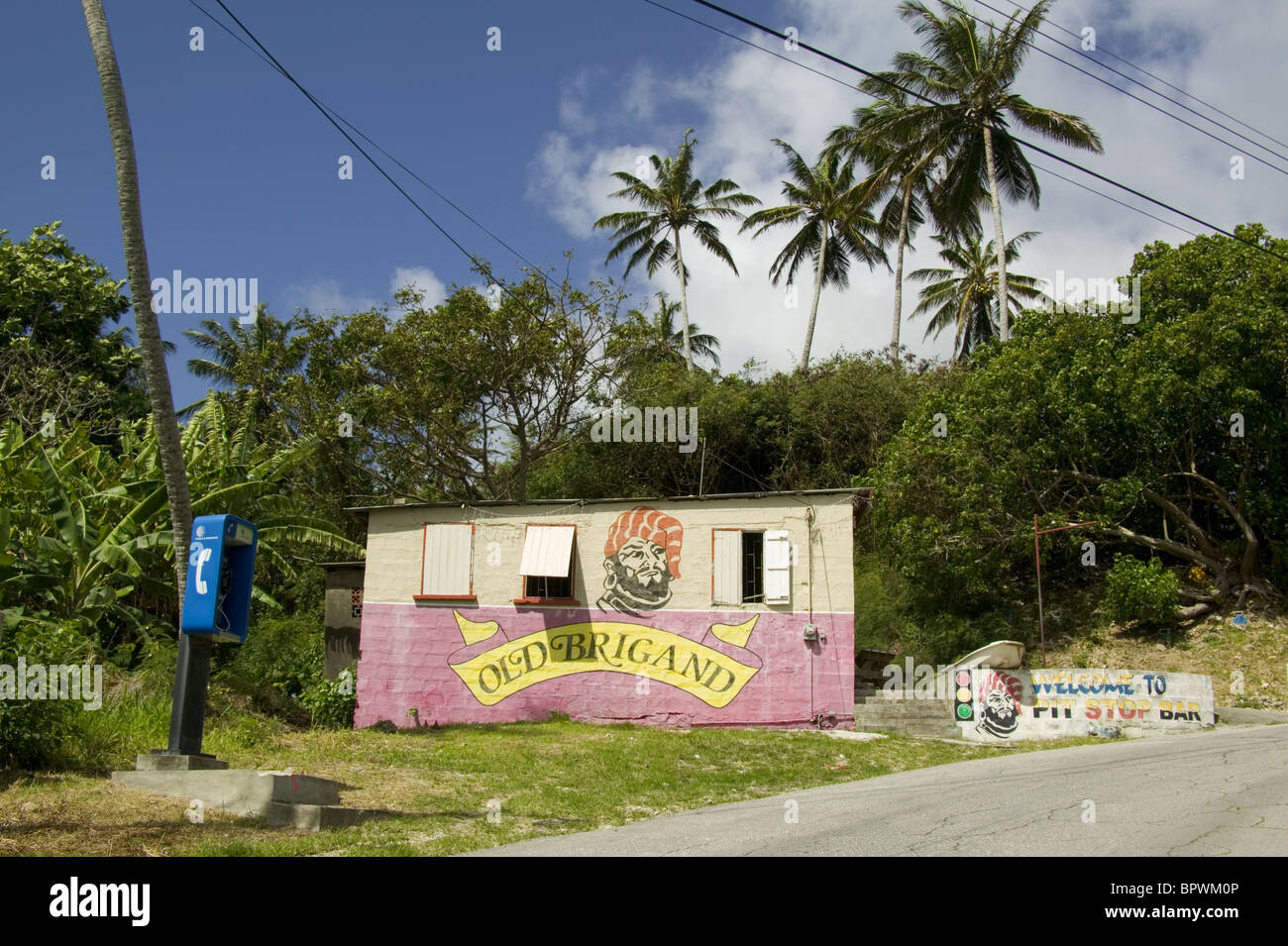 Rum shop in Four Cross Roads in Barbados in the Caribbean Islands Stock Photo