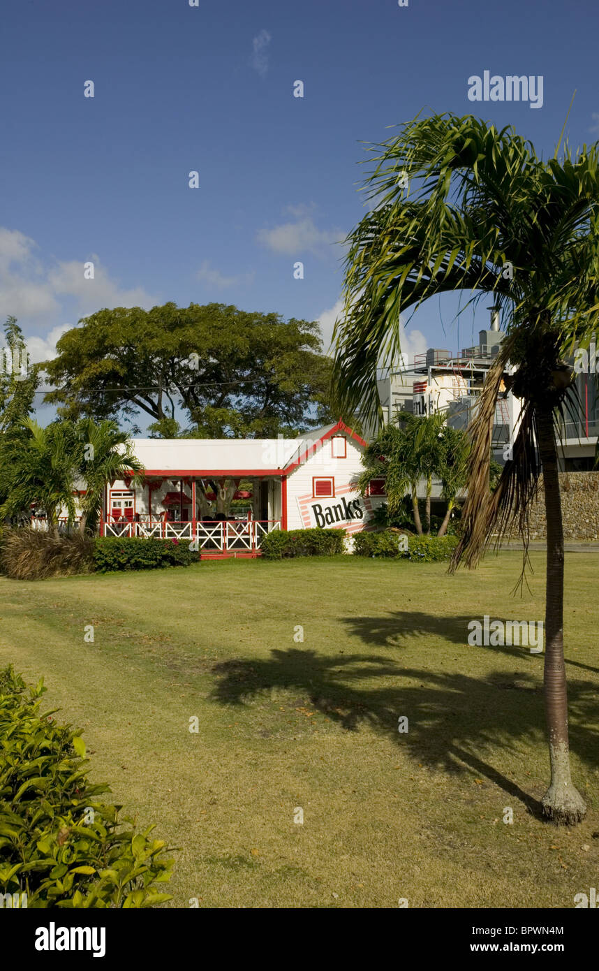 Visitors shop built in the style of a Rum shop at Banks Brewery factory Stock Photo