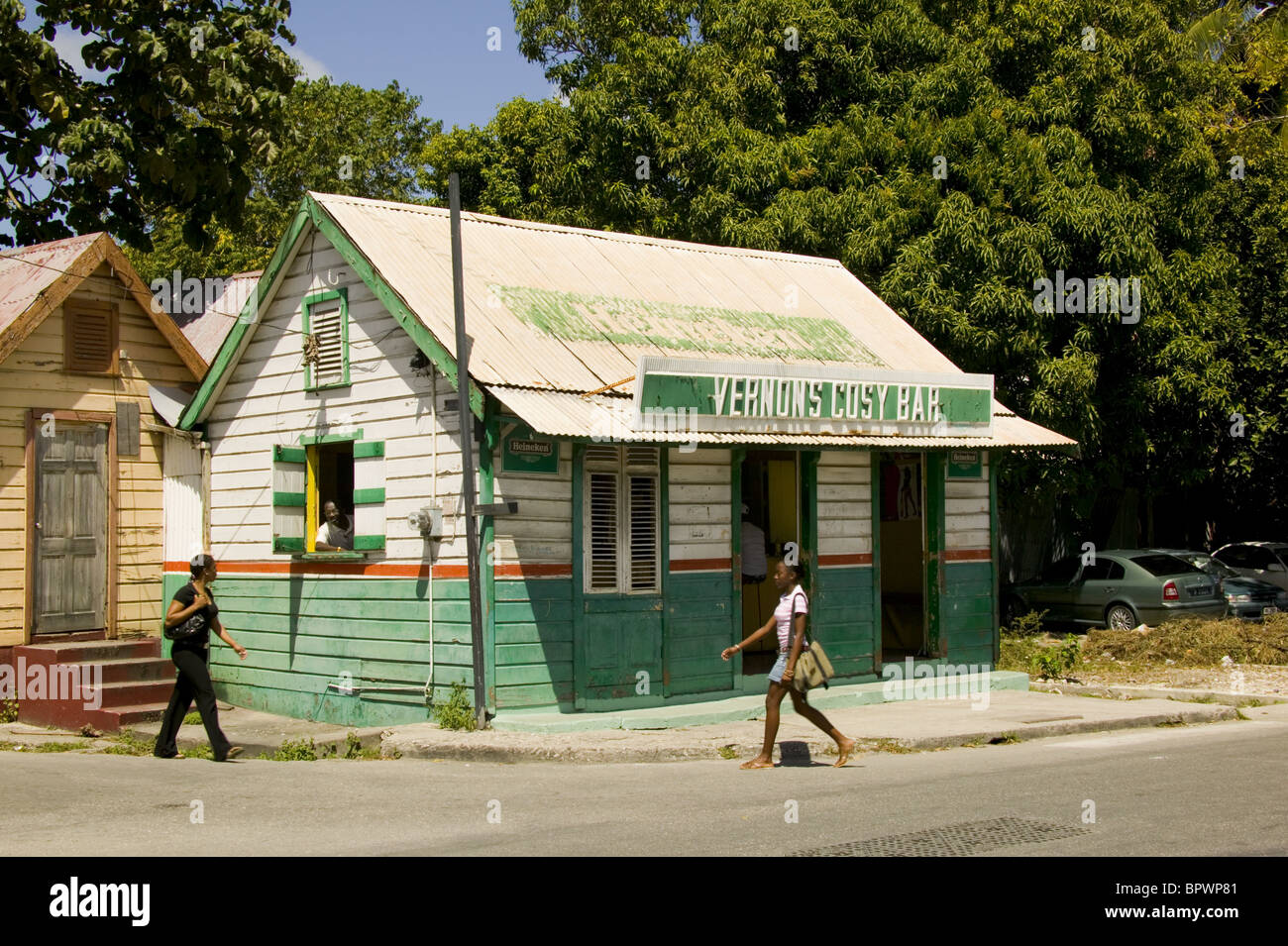 Vernon's Cosy Bar, Rum shop in Bridgetown,  Barbados in the Caribbean Islands Stock Photo