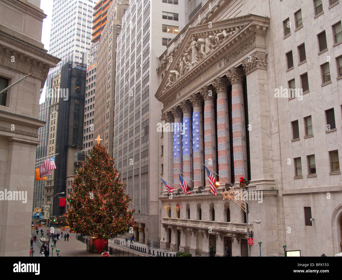 New York Stock Exchange flag Wall Street Manhattan Stock Photo