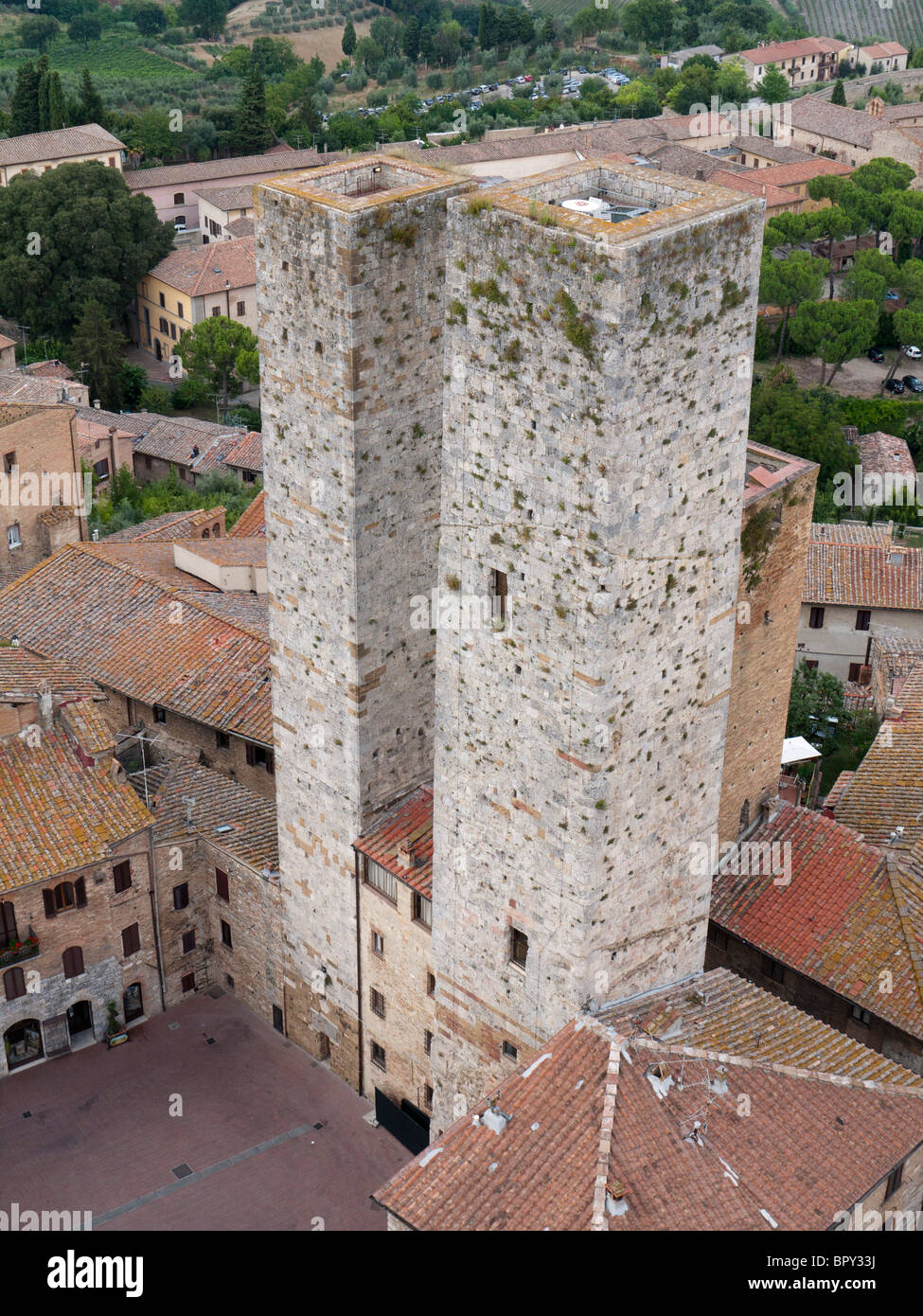 San Gimignano in Tuscany, Italy, mediaval Tuscan town, called medieval Manhattan or the Italian city of towers Stock Photo