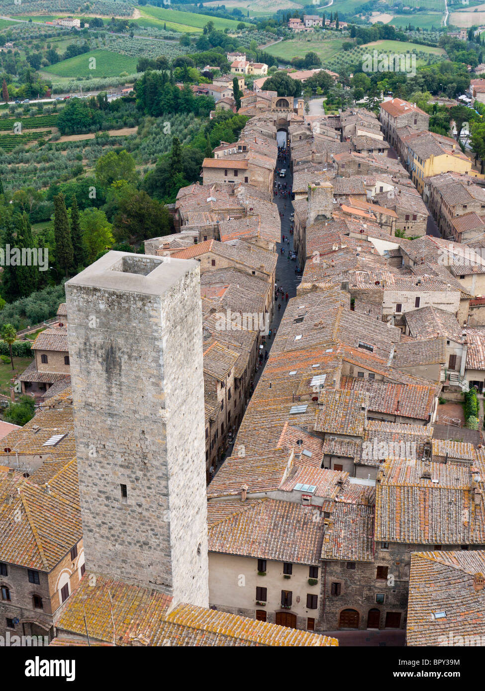 San Gimignano in Tuscany, Italy, mediaval Tuscan town, called medieval Manhattan or the Italian city of towers Stock Photo