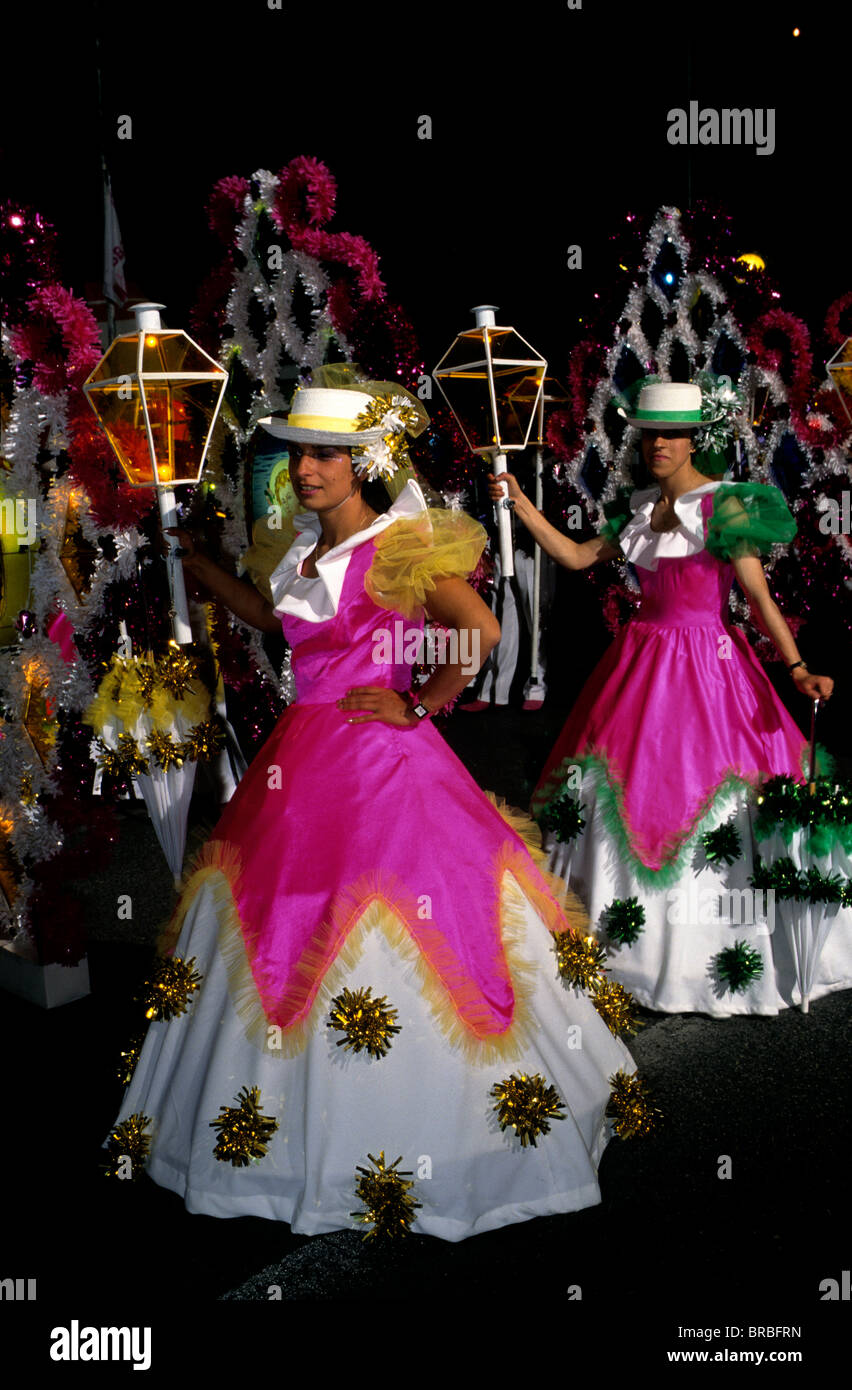 Costumed female Lisbon residents taking part in the city's annual Festa dos Santos Populares parade Stock Photo