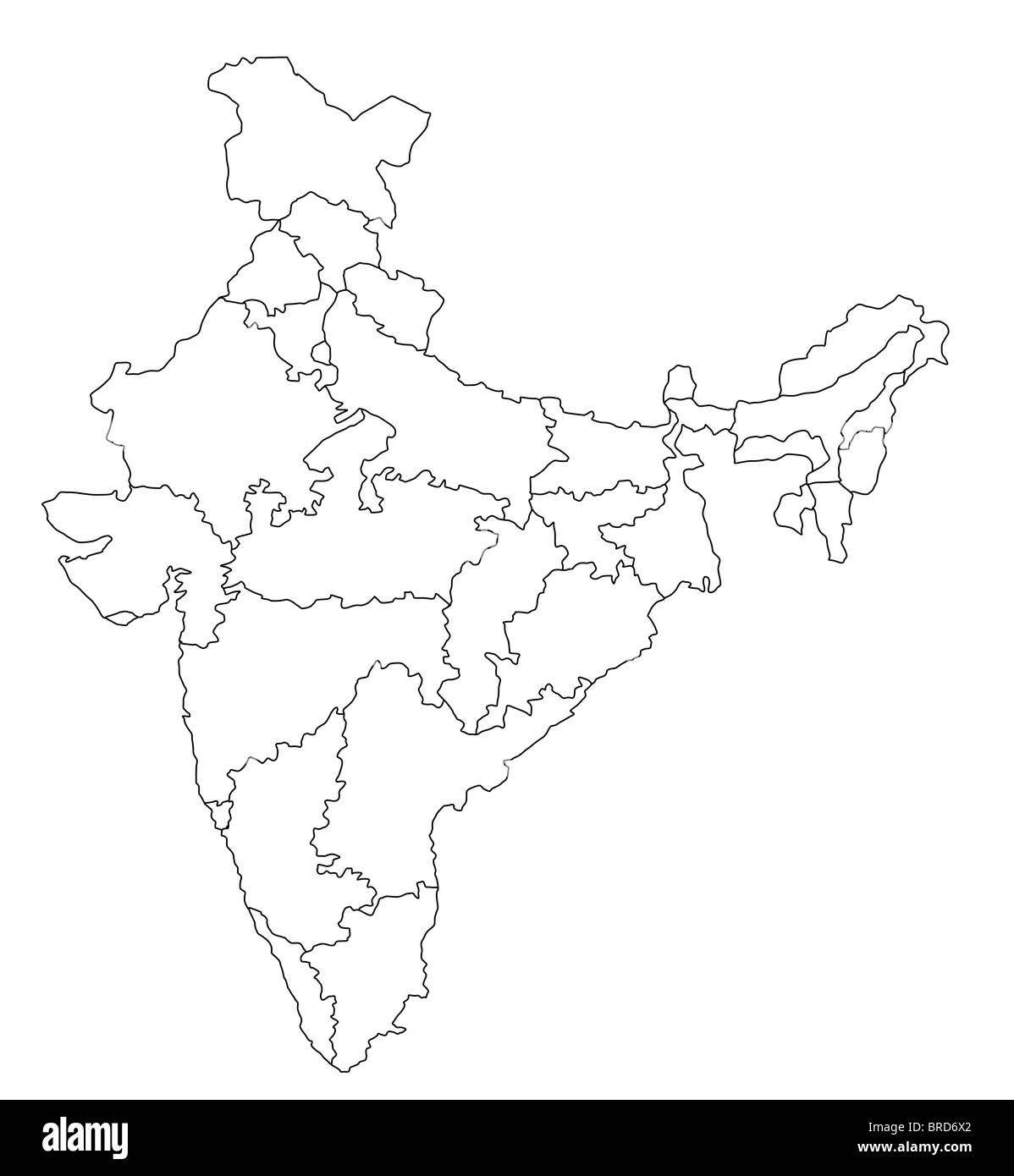 Political Map Of India Black And White