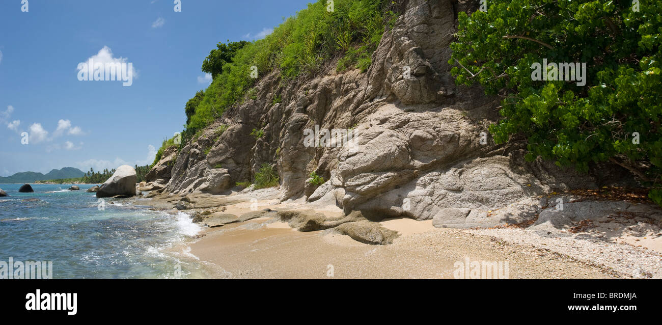 Rocky Shores & Cliffs, Vieques Beach, Puerto Rico Stock Photo