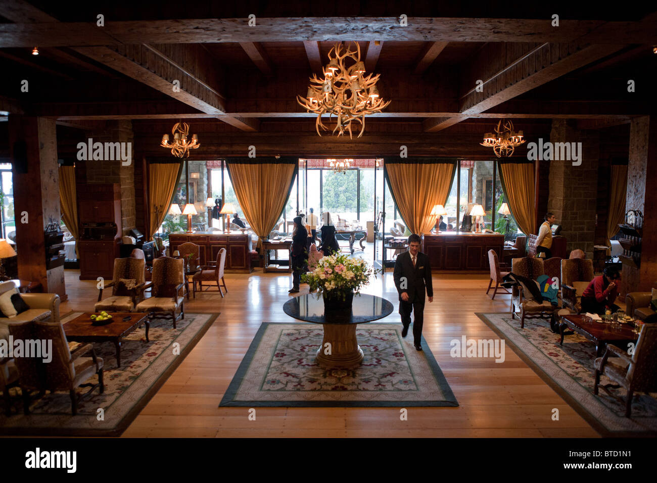 Lobby of Llao Llao Hotel in Bariloche, Rio Negro, Argentina Stock Photo ...