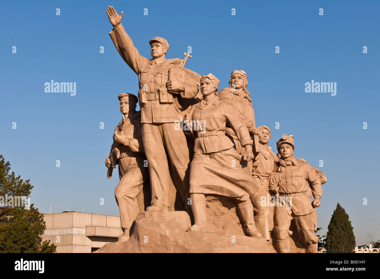 A statue outside the Mausoleum of Mao Zedong, Tiananmen Square, Beijing, China Stock Photo