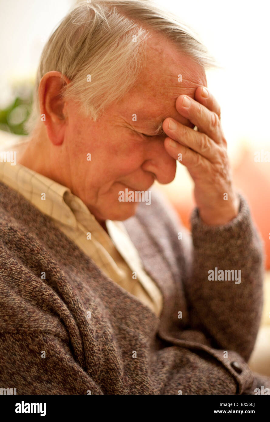 Depressed senior man Stock Photo