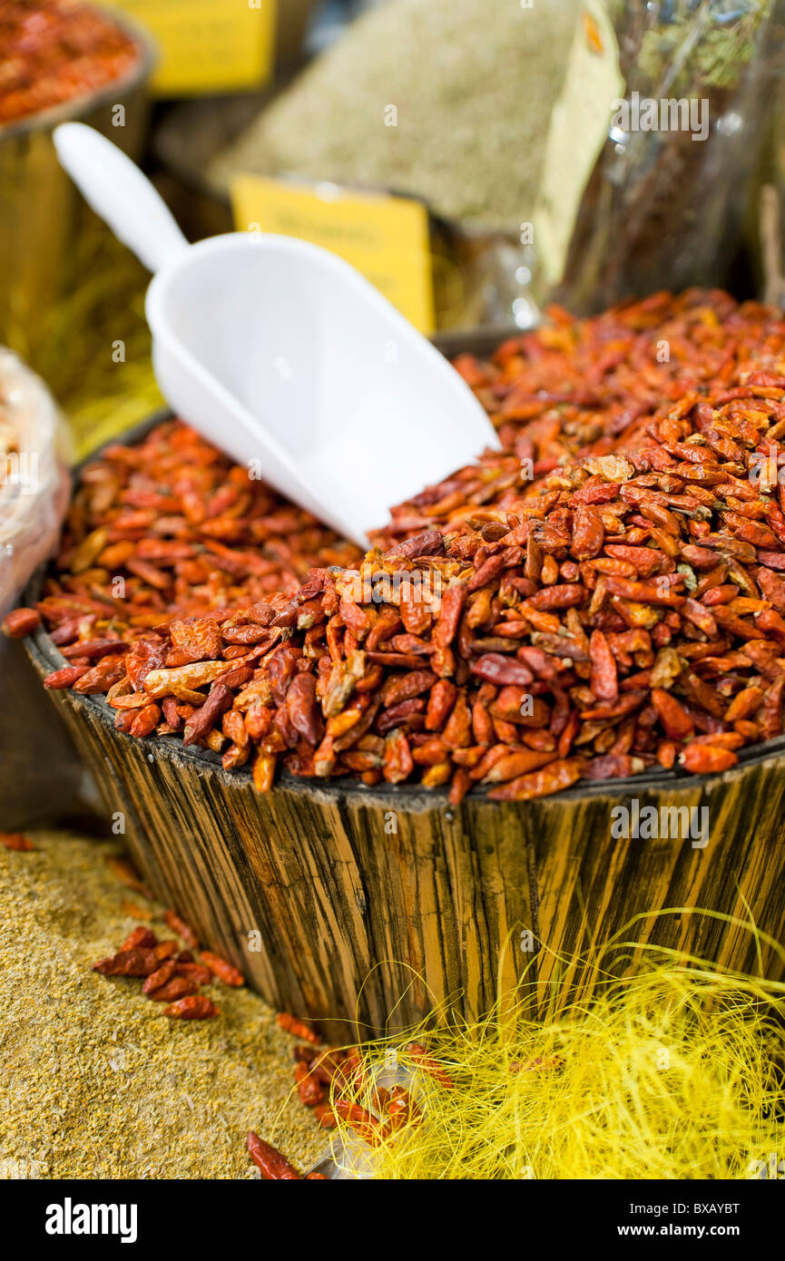 Dried red peppers Stock Photo