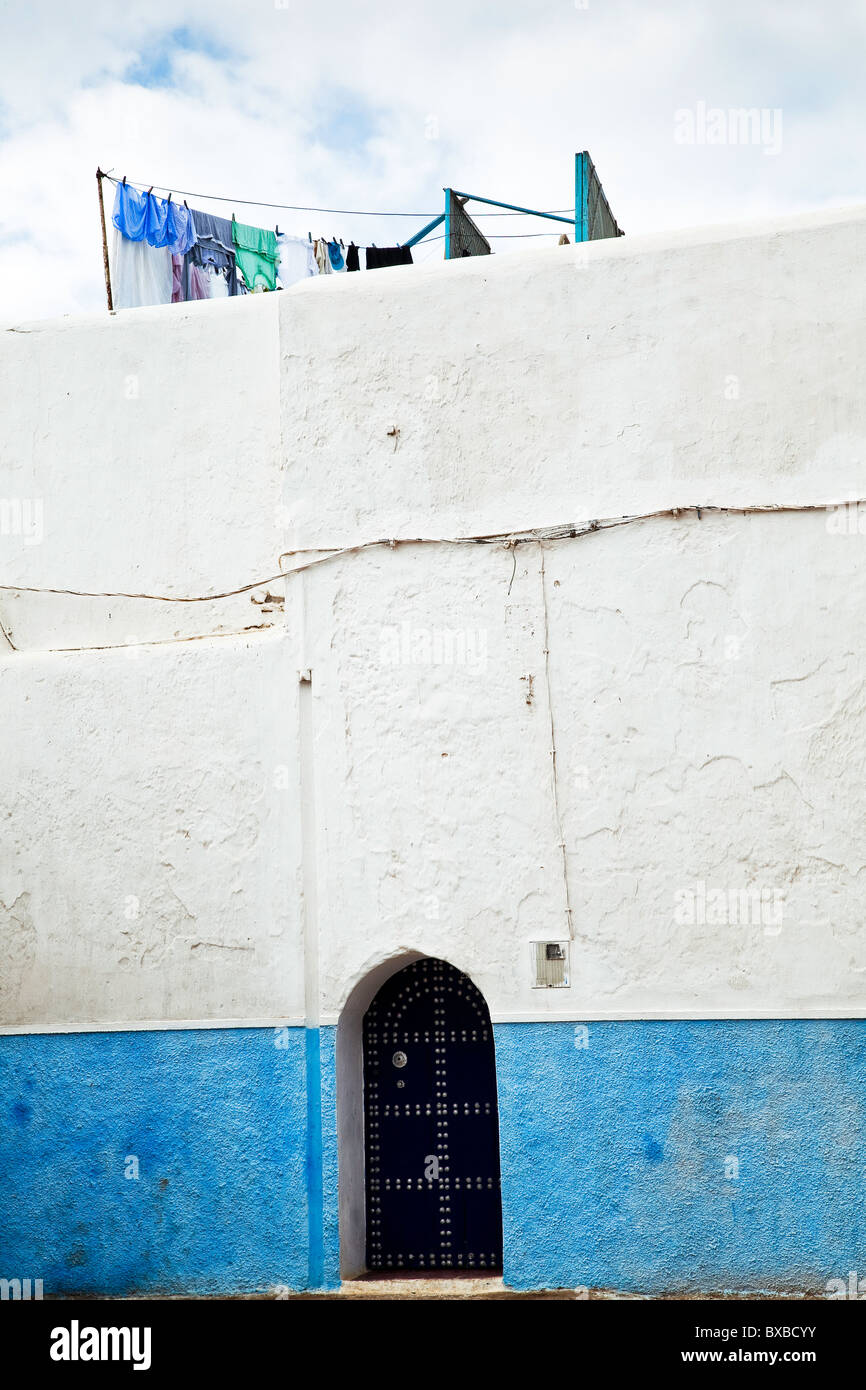 Blue painted house in Rabat-Sale, Morocco Stock Photo