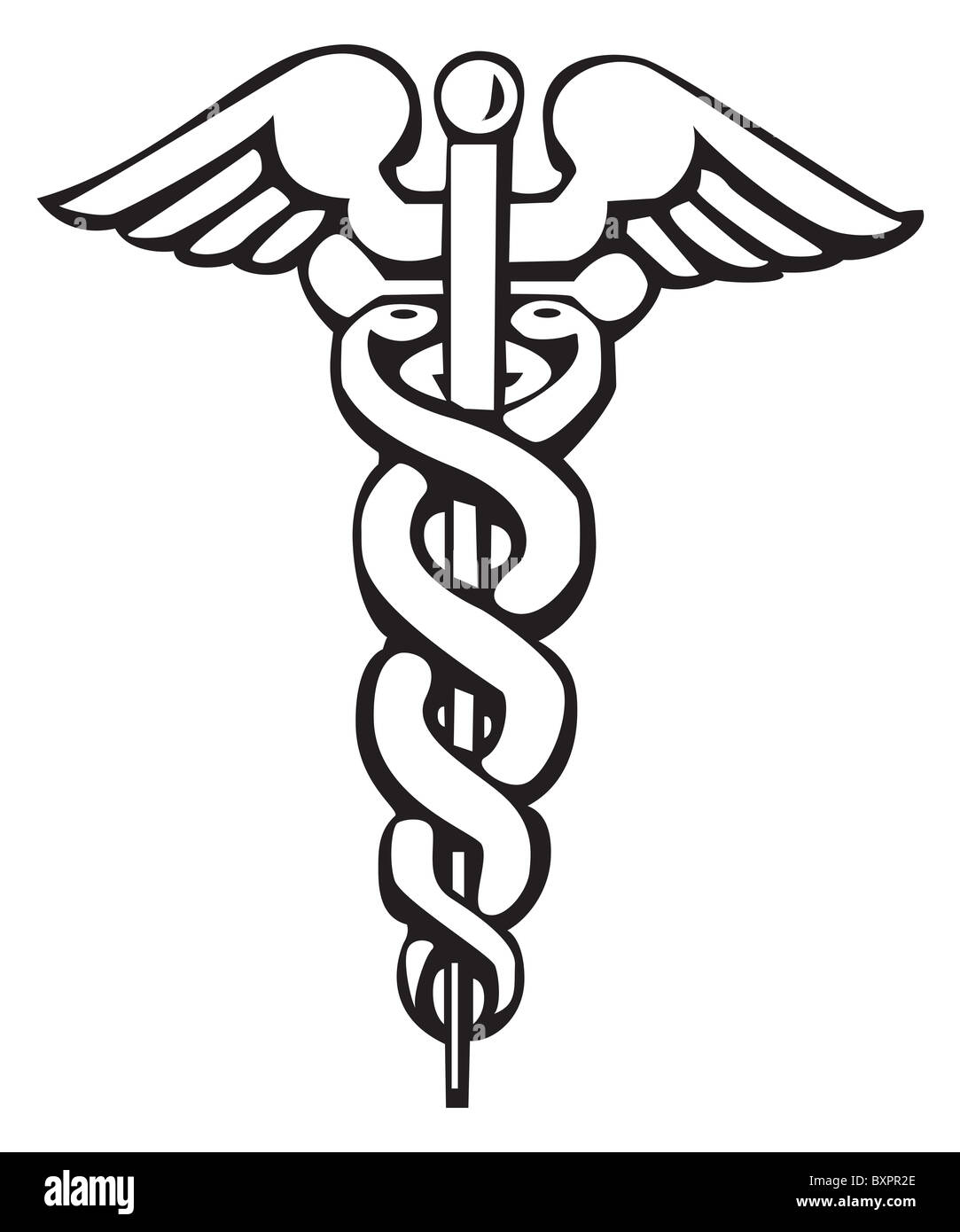 Caduceus, Greek sign, symbol, for tattoo or artwork, . Medical symbol Stock Photo