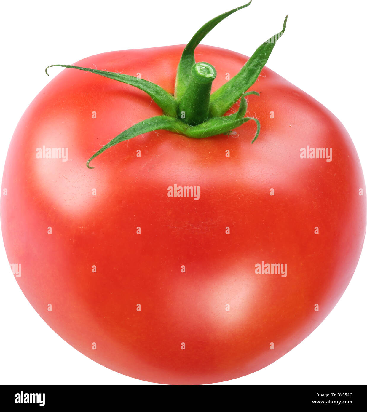 Image of tomato on white background. The file contains a path to cut. Stock Photo