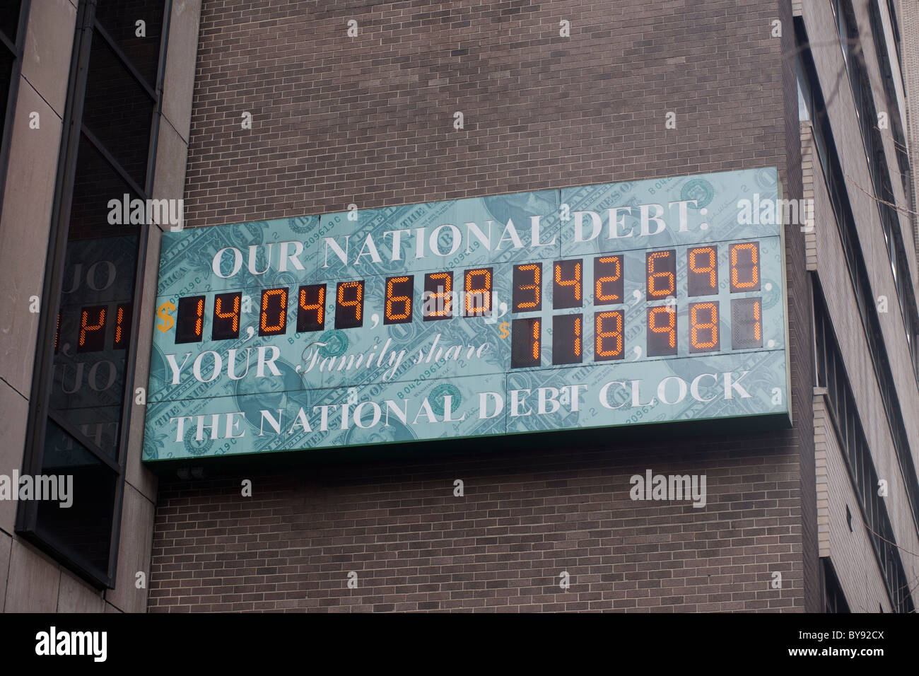 The National Debt Clock in New York Stock Photo