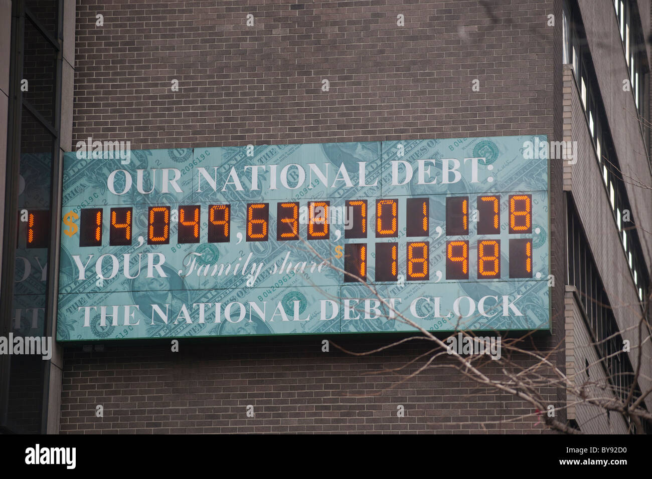 The National Debt Clock in New York Stock Photo